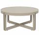 Table Basse Centre Woody Table de Salon Ronde en Acier et Bois Beige Guéridon 36x68x68cm