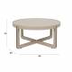 Table Basse Centre Woody Table de Salon Ronde en Acier et Bois Beige Guéridon 36x68x68cm