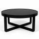 Table Basse Centre Woody Table de Salon Ronde en Acier et Bois Noir Guéridon 36x68x68cm