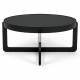 Table Basse Centre Woody Table de Salon Ronde en Acier et Bois Noir Guéridon 36x68x68cm