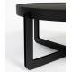 Table Basse Centre Woody Table de Salon Ronde en Acier et Bois Noir Guéridon 36x68x68cm
