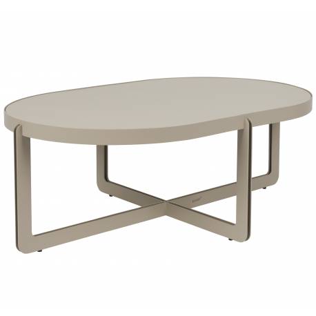 Table Basse Centre Woody Table de Salon Ovale en Acier et Bois Beige Guéridon 36x68x102cm