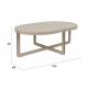 Table Basse Centre Woody Table de Salon Ovale en Acier et Bois Beige Guéridon 36x68x102cm