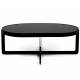 Table Basse Centre Woody Table de Salon Ovale en Acier et Bois Noir Guéridon 36x68x102cm