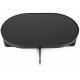 Table Basse Centre Woody Table de Salon Ovale en Acier et Bois Noir Guéridon 36x68x102cm