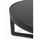 Table Basse Centre Woody Table de Salon Ovale en Acier et Bois Noir Guéridon 36x68x102cm
