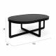 Table Basse Centre Woody Table de Salon Ovale en Acier et Bois Noir Guéridon 36x68x102cm