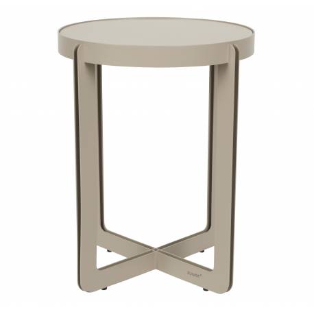 Guéridon Centre Woody Table d'Appoint de Salon Ronde en Acier et Bois Beige 42,5x42,5x52cm