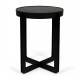 Guéridon Centre Woody Table d'Appoint de Salon Ronde en Acier et Bois Noir 42,5x42,5x52cm