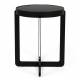 Guéridon Centre Woody Table d'Appoint de Salon Ronde en Acier et Bois Noir 42,5x42,5x52cm