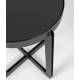 Guéridon Centre Woody Table d'Appoint de Salon Ronde en Acier et Bois Noir 42,5x42,5x52cm