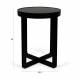 Guéridon Centre Woody Table d'Appoint de Salon Ronde en Acier et Bois Noir 42,5x42,5x52cm