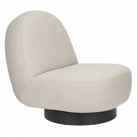 Fauteuil Eden Cappucino Zuiver Siège de Salon Pivotant en Acier et Tissu Blanc Cassé Assise Design 78x85x96cm