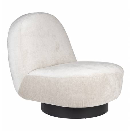 Fauteuil Eden Sable Zuiver Siège de Salon Pivotant en Acier et Tissu Creme Assise Design 78x85x96cm
