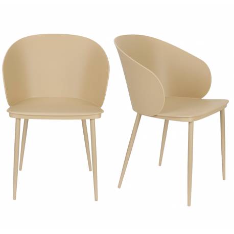 Lot de 2 Chaises Design Woody Fauteuils de Table GIGI Beige 53,5x57x81cm