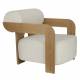 Fauteuil Oolong Zuiver Siège en Frêne et Tissu Bouclé Beige Assise 1 Place Avec Accoudoirs 72,5x76x90cm
