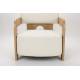 Fauteuil Oolong Zuiver Siège en Frêne et Tissu Bouclé Beige Assise 1 Place Avec Accoudoirs 72,5x76x90cm