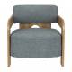 Fauteuil Oolong Zuiver Siège en Frêne et Tissu Bouclé Bleu Océan Assise 1 Place Avec Accoudoirs 72,5x76x90cm