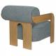 Fauteuil Oolong Zuiver Siège en Frêne et Tissu Bouclé Bleu Océan Assise 1 Place Avec Accoudoirs 72,5x76x90cm