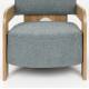 Fauteuil Oolong Zuiver Siège en Frêne et Tissu Bouclé Bleu Océan Assise 1 Place Avec Accoudoirs 72,5x76x90cm