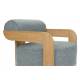 Fauteuil Oolong Zuiver Siège en Frêne et Tissu Bouclé Bleu Océan Assise 1 Place Avec Accoudoirs 72,5x76x90cm