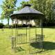 Tonnelle Vivienne Pergola en Acier et Tole Abri de Jardin Rond Patiné Vert et Effet Zinc Kiosque