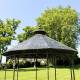 Tonnelle Vivienne Pergola en Acier et Tole Abri de Jardin Rond Patiné Vert et Effet Zinc Kiosque