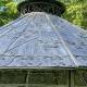 Tonnelle Vivienne Pergola en Acier et Tole Abri de Jardin Rond Patiné Vert et Effet Zinc Kiosque