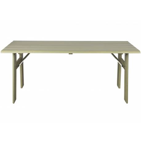 Table Extérieure Avenue Zuiver Table de Repas Rectangulaire En Pin Vert Sauge Mobilier de Jardin 75x79x180cm