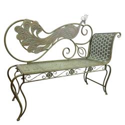 Banc de Jardin Aphrodite Méridienne de Jardin en Acier Vert Antique Mobilier Extérieur 43x111x137cm