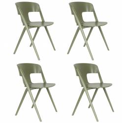 Lot de 4 Chaises Horizon Zuiver Assises de Repas Extérieures en Polypropylène Vert Fauteuils Outdoor 52,5x57,5x75cm