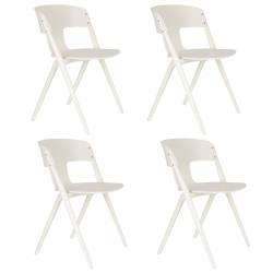 Lot de 4 Chaises Horizon Zuiver Assises de Repas Extérieures en Polypropylène Beige Fauteuils Outdoor 52,5x57,5x75cm