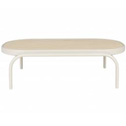 Table Extérieure Vista Zuiver Table Basse en Aluminium Thermolaquée Guéridon Ovale sur Pied 32x62,5x110cm