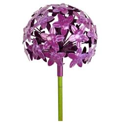 Fleur d'Allium sur Tige Décoration Florale pour Jardin Massif ou Pot de Fleur en Acier Coloré Vert et Violet 16x16x111cm