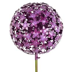 Fleur d'Allium sur Tige Décoration Florale pour Jardin Massif ou Pot de Fleur en Acier Coloré Vert et Violet 30x30x137cm