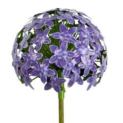 Fleur d'Allium sur Tige Décoration Florale pour Jardin Massif ou Pot de Fleur en Acier Coloré Vert et Bleu-Violet 20x20x116cm