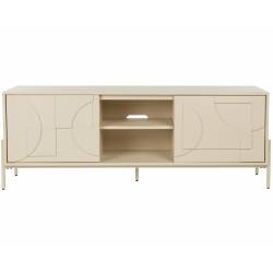Meuble TV Faces Zuiver Enfilade 2 Portes 1 Niche Acier et Chêne Beige Meuble de Rangement Seventies 40x60x160cm