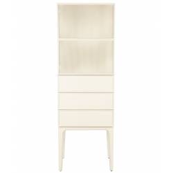 Colonne June Zuiver Armoire 1 Porte 3 Tiroirs sur Pied en Acier et Chêne Beige Meuble Haut Bibliothèque 45x60x180cm