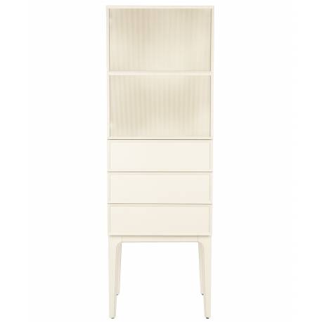 Colonne June Zuiver Armoire 1 Porte 3 Tiroirs sur Pied en Acier et Chêne Beige Meuble Haut Bibliothèque 45x60x180cm