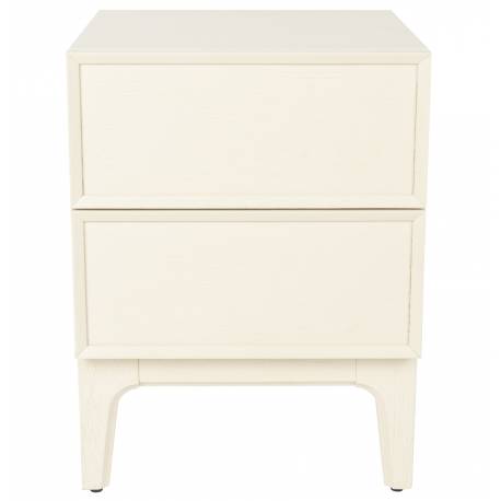 Chevet June Zuiver Table de Nuit en Acier et Chêne Beige Meuble d'Appoint 2 Tiroirs 45x45x60cm