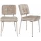 Lot de Deux Chaises Franck Woody Assises en Velours et Acier Beige Duo de Fauteuils de Repas 44x52,5x80,5cm