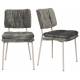 Lot de Deux Chaises Franck Woody Assises en Velours et Acier Gris Duo de Fauteuils de Repas 44x52,5x80,5cm