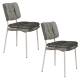 Lot de Deux Chaises Franck Woody Assises en Velours et Acier Gris Duo de Fauteuils de Repas 44x52,5x80,5cm