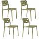 Lot de 4 Chaises Serra Woody Fauteuils de Table Polypropylène Vertes Assises de Repas Extérieures 45,5x53x80cm