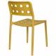 Lot de 4 Chaises Serra Woody Fauteuils de Table Polypropylène Jaune Assises de Repas Extérieures 45,5x53x80cm