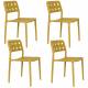 Lot de 4 Chaises Serra Woody Fauteuils de Table Polypropylène Jaune Assises de Repas Extérieures 45,5x53x80cm