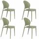 Lot de 4 Chaises Sjoerd Woody Assises de Table Polypropylène Vert Mobilier Extérieur Empilable 45x52x82cm