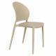 Lot de 4 Chaises Sjoerd Woody Assises de Table Polypropylène Beige Mobilier Extérieur Empilable 45x52x82cm