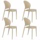 Lot de 4 Chaises Sjoerd Woody Assises de Table Polypropylène Beige Mobilier Extérieur Empilable 45x52x82cm