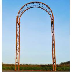 Arche en Acier Oxydé Tuteur à Plantes Entrée de Jardin Arrondie Passage Extérieur Motif Feuilles 55,5x136x241cm